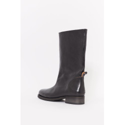 OUR LEGACY DEEP BLACK LEATHER HAUL CAMION BOOTS